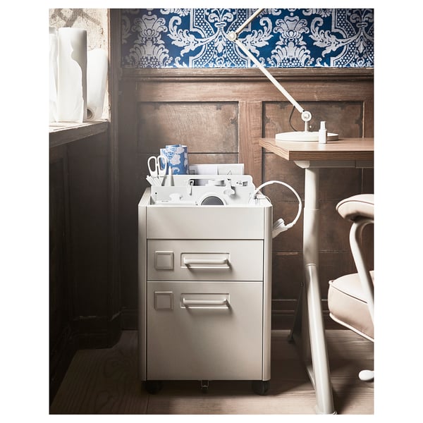 IDÅSEN Drawer unit with smart lock, beige, 42x61 cm