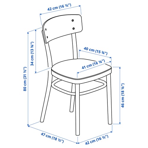 Illustration with measurements for the product: IDOLF.