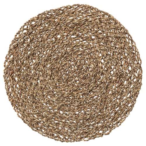 IHÅLLIG natural seagrass place mat, round, woven.