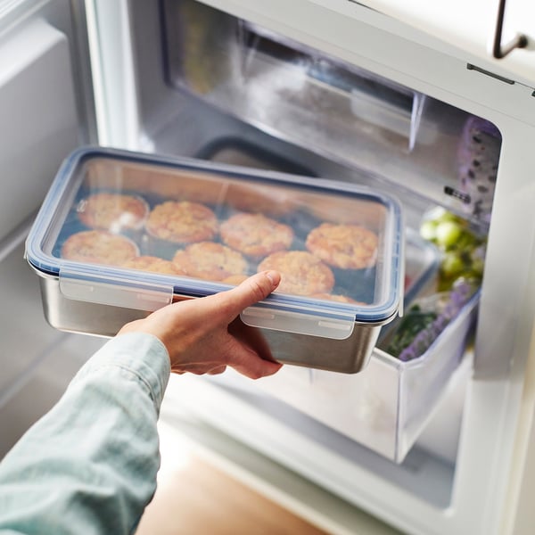 IKEA 365+ Food container with lid, large rectangular/stainless steel plastic, 3 l