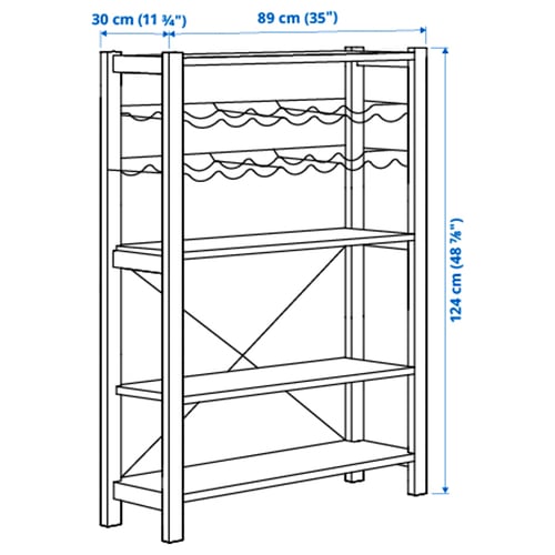 Illustration with measurements for the product: IVAR.