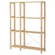 Option: IVAR 2 sections/shelves, pine, 134x30x179 cm