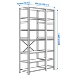 IVAR 2 sections/shelves, pine, 134x50x226 cm