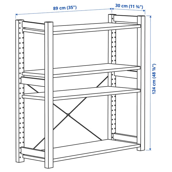 IVAR Shelving unit, pine, 89x30x124 cm