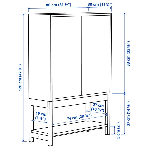 IVAR Shelving unit with cabinet, pine, 80x30x120 cm