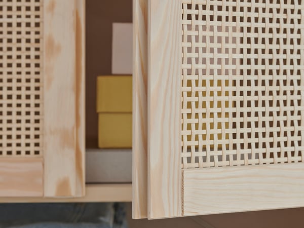 IVAR Shelving unit with doors, with 4 doors/pine, 89x30x179 cm