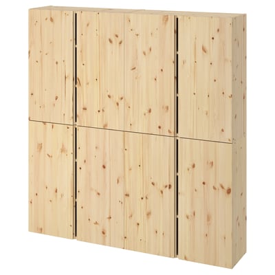 IVAR Wall cabinet with doors, pine, 160x30x163 cm
