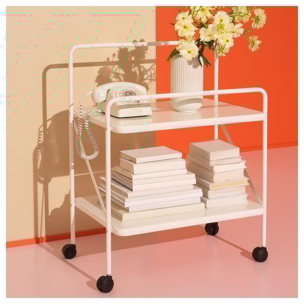 JÄRLÅSA Side table on castors, white, 65x45 cm