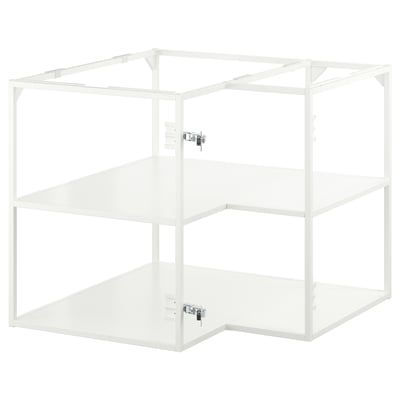 White JÄRNBODA steel kitchen corner unit, strong & durable.