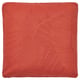 A square red-orange cushion cover named JÄTTEGRAN with a leafy pattern, featuring a textured jacquard weave and sturdy boxed corners.