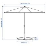 JOGGESÖ / IGGÖN Parasol with base, tilting light grey-beige/dark grey, 300 cm