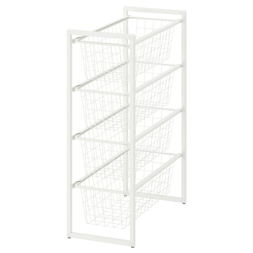 White JONAXEL storage shelf with five wire baskets.