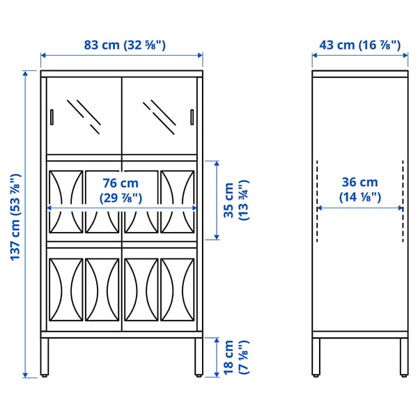 KALKNÄS Cabinet with sliding doors, white, 83x43x137 cm