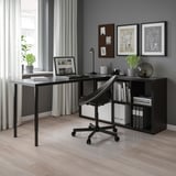 KALLAX / LAGKAPTEN Desk combination, black/black-brown, 77x179x147 cm