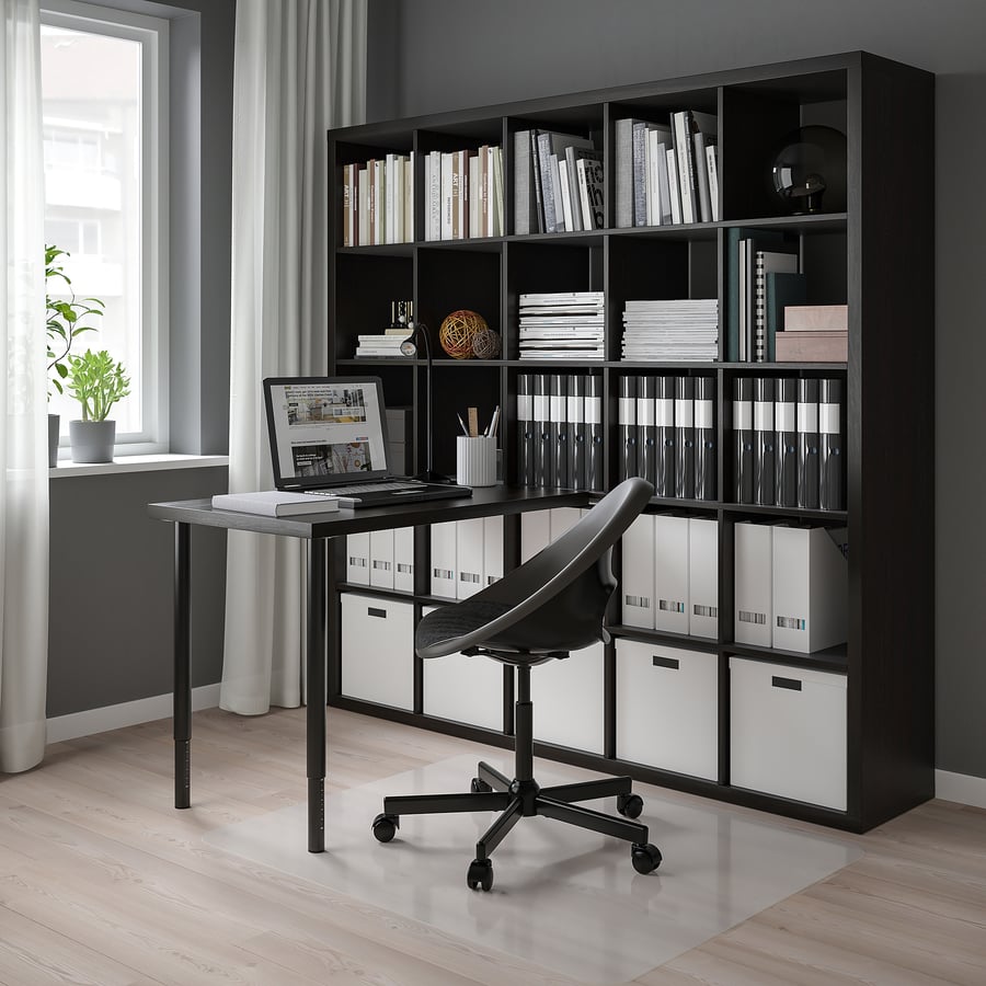 KALLAX / LINNMON desk combination, black/blackbrown, 182x139x182 cm IKEA