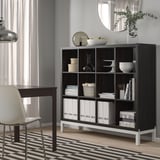 KALLAX Shelving unit with underframe, black-brown/white, 147x129 cm