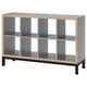 KALLAX Shelving unit with underframe, grey wood effect/black, 147x94 cm