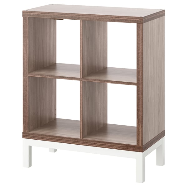 KALLAX Shelving unit with underframe, walnut effect/light grey white, 77x94 cm