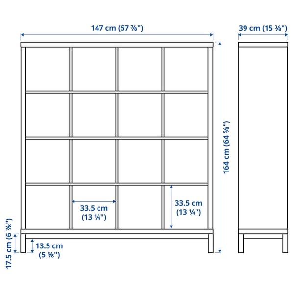 KALLAX Shelving unit with underframe, walnut effect/light grey white, 147x164 cm