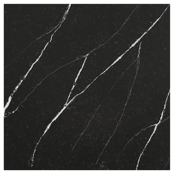 KASKER Custom made worktop, black white marble effect/quartz, 1 m²x2.0 cm