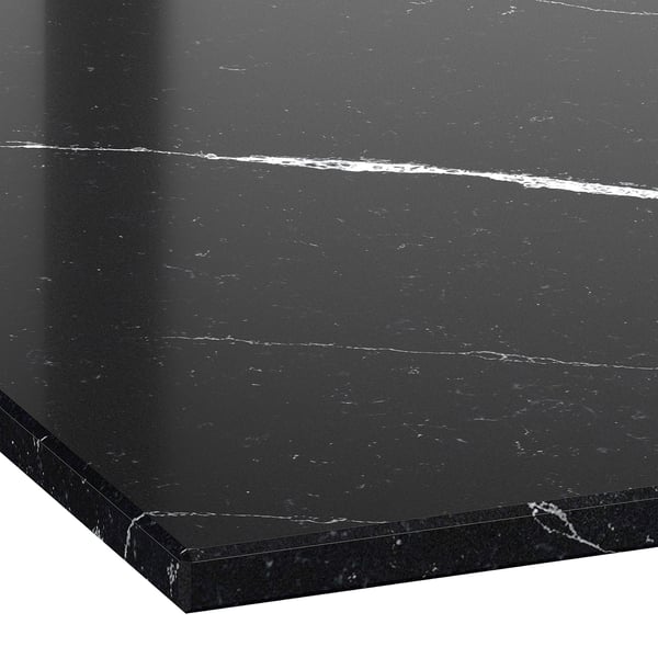 KASKER Custom made worktop, black white marble effect/quartz, 1 m²x2.0 cm