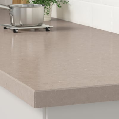 KASKER quartz worktop, stain-resistant, easy-clean surface, shown with smooth edge.