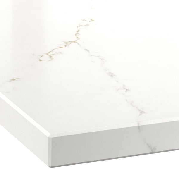 KASKER Custom made worktop, white/grey-beige marble effect/quartz, 1 m²x4.0 cm