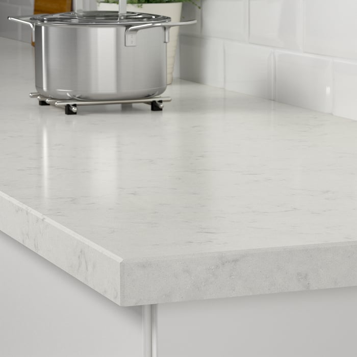 KASKER custom made worktop, white marble effect/quartz, 1 m²x4.0 cm IKEA