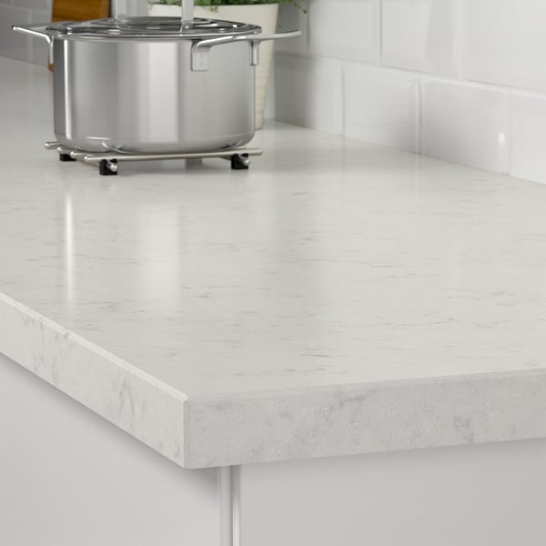KASKER Custom made worktop, white marble effect/quartz, 1 m²x4.0 cm