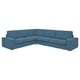 Teal blue KIVIK sectional sofa with deep seats and low armrests.