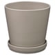 Option: KLOTLÖNN Plant pot with saucer, in/outdoor/grey/beige, 19 cm