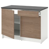 KNOXHULT Base cabinet with doors and drawer, wood effect/grey, 120 cm