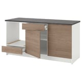 KNOXHULT Base cabinet with doors and drawer, wood effect/grey, 180 cm