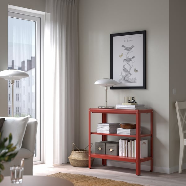 KOLBJÖRN Shelving unit in/outdoor, brown-red, 80x81 cm