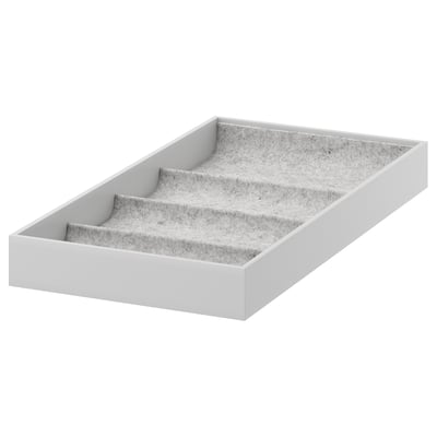 KOMPLEMENT felt insert, grey, rectangular, with multiple compartments for organising accessories.
