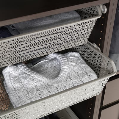 KOMPLEMENT Metal basket with pull-out rail, dark grey, 75x58 cm