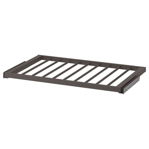 KOMPLEMENT trouser hanger, grey, metal and wood, rectangular grid design.