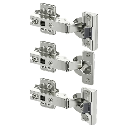 KOMPLEMENT nickel hinges; set of three, stainless-steel, with integrated damper; soft close mechanism.