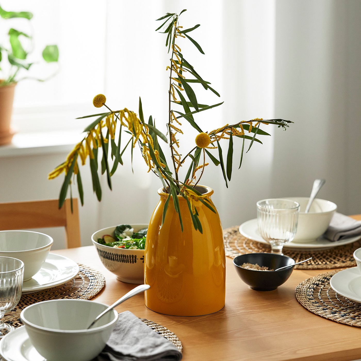 KOPPARBJÖRK vase, bright yellow, 21 cm - IKEA