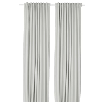 KORGMOTT Block-out curtains, 1 pair, white/with heading tape, 145x300 cm
