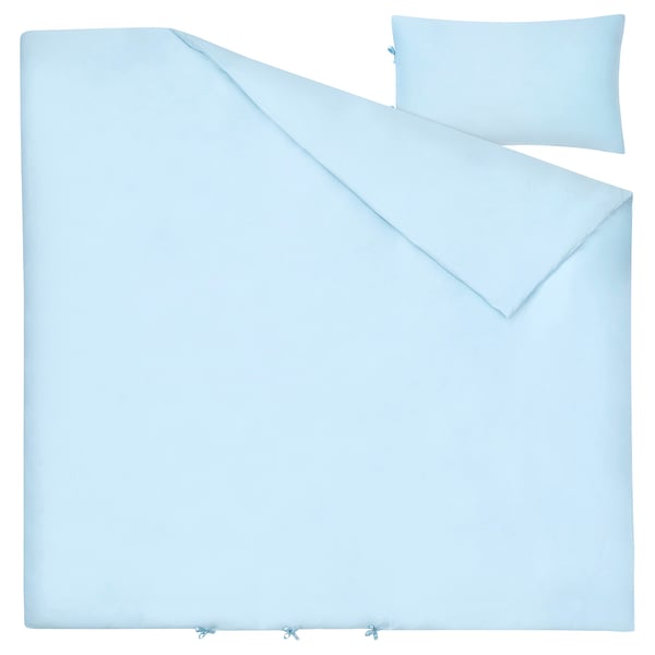 KRITSUGA Duvet cover and 2 pillowcases, light blue, 240x220/50x80 cm