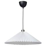KUDDLAVA / SKAFTET Pendant lamp, pleated white, 59 cm