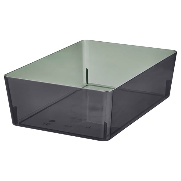 KUGGIS box, grey, rectangular, transparent plastic, modern design, ideal organiser.