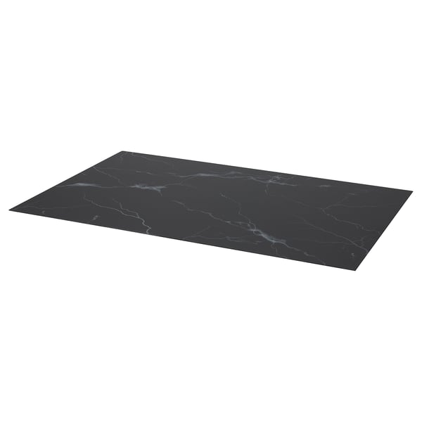 LACK Glass top, marble effect/black, 118x78 cm