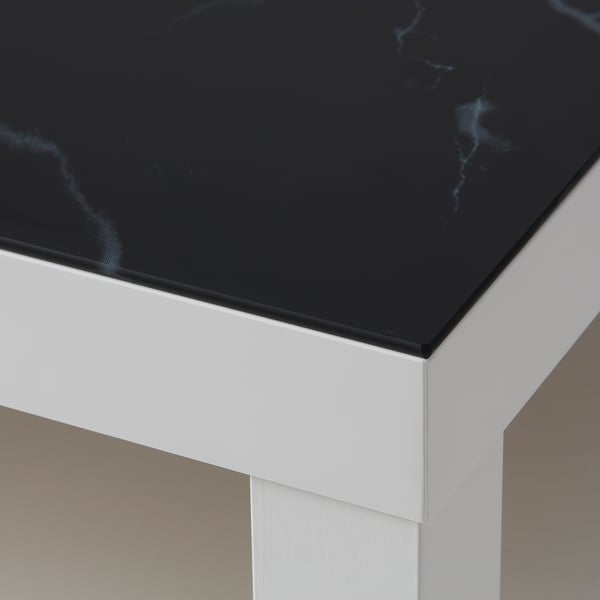 LACK Glass top, marble effect/black, 118x78 cm