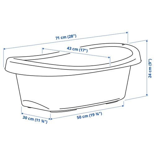 Illustration with measurements for the product: LÄTTSAM.