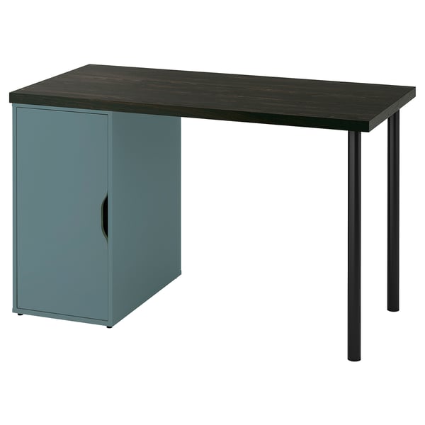 LAGKAPTEN / ALEX Desk, black-brown/grey-turquoise, 120x60 cm
