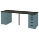 LAGKAPTEN / ALEX Desk, black-brown/grey-turquoise, 200x60 cm