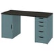 LAGKAPTEN / ALEX Desk, black-brown/grey-turquoise, 140x60 cm