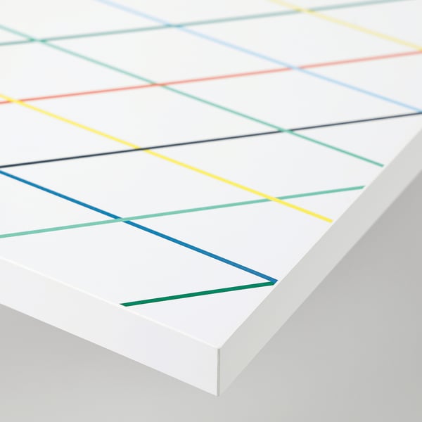 LAGKAPTEN Table top, grid/multicolour, 120x60 cm
